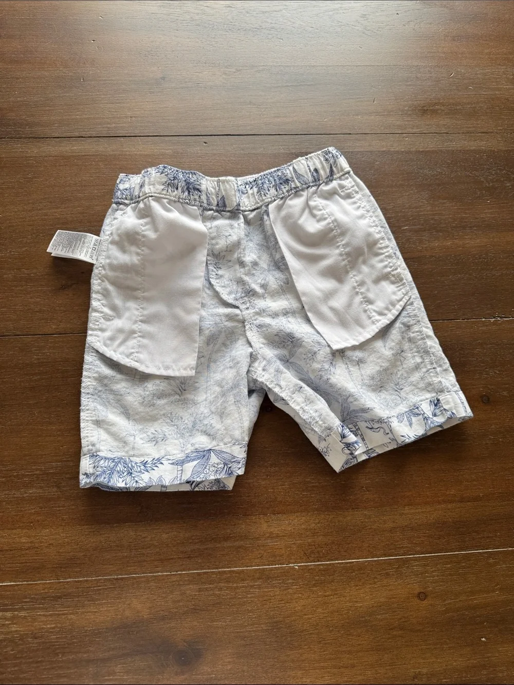 Size 7 Janie and Jack tropical set Linen-Cotton Cabana Shirt and shorts